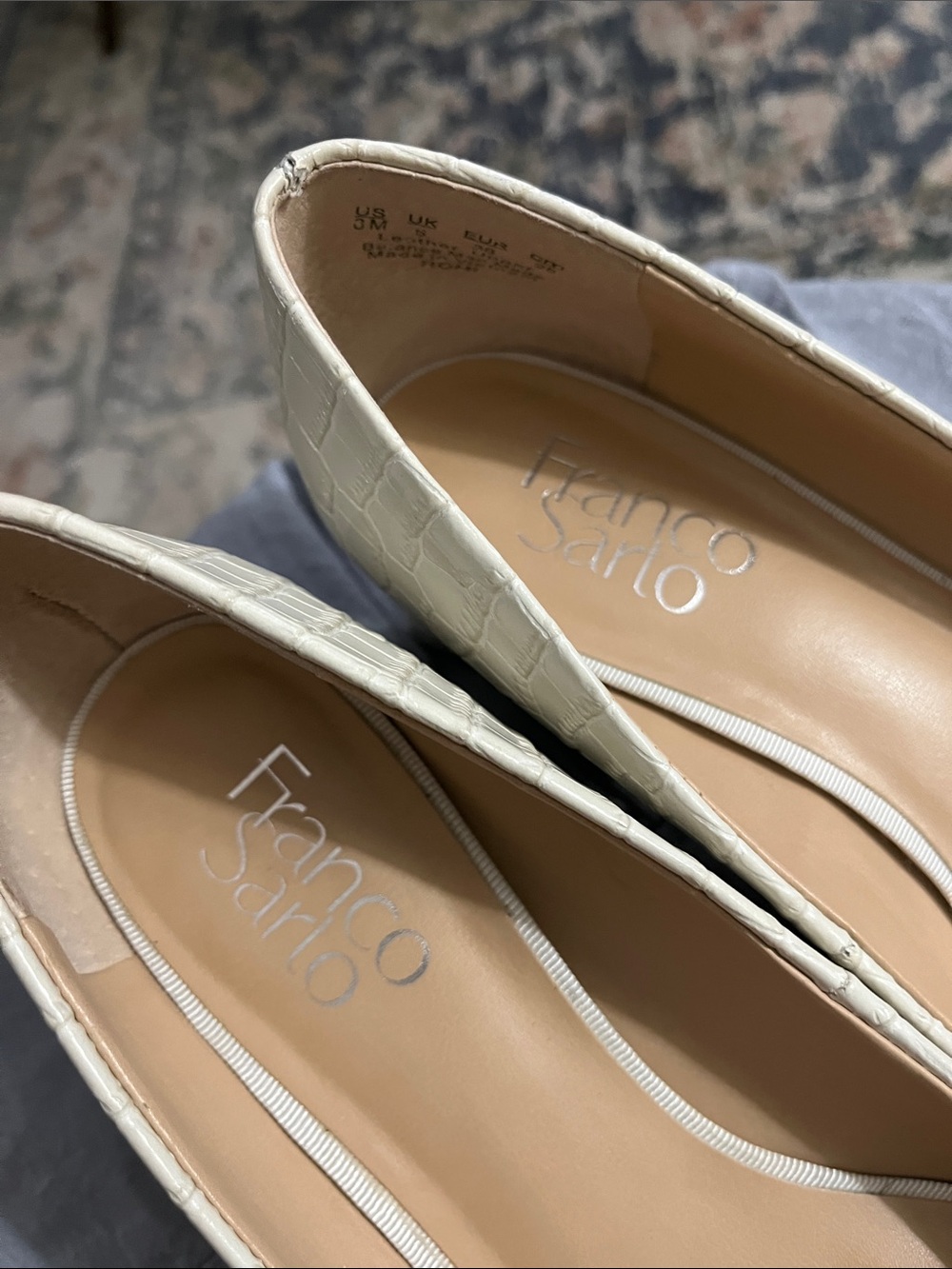 Franco Sarto Leather Croc-Embossed Shoes - Picture 6 of 12